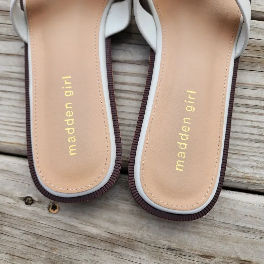 Madden Girl Women's Haileyy Sandals Bone Size 9.5